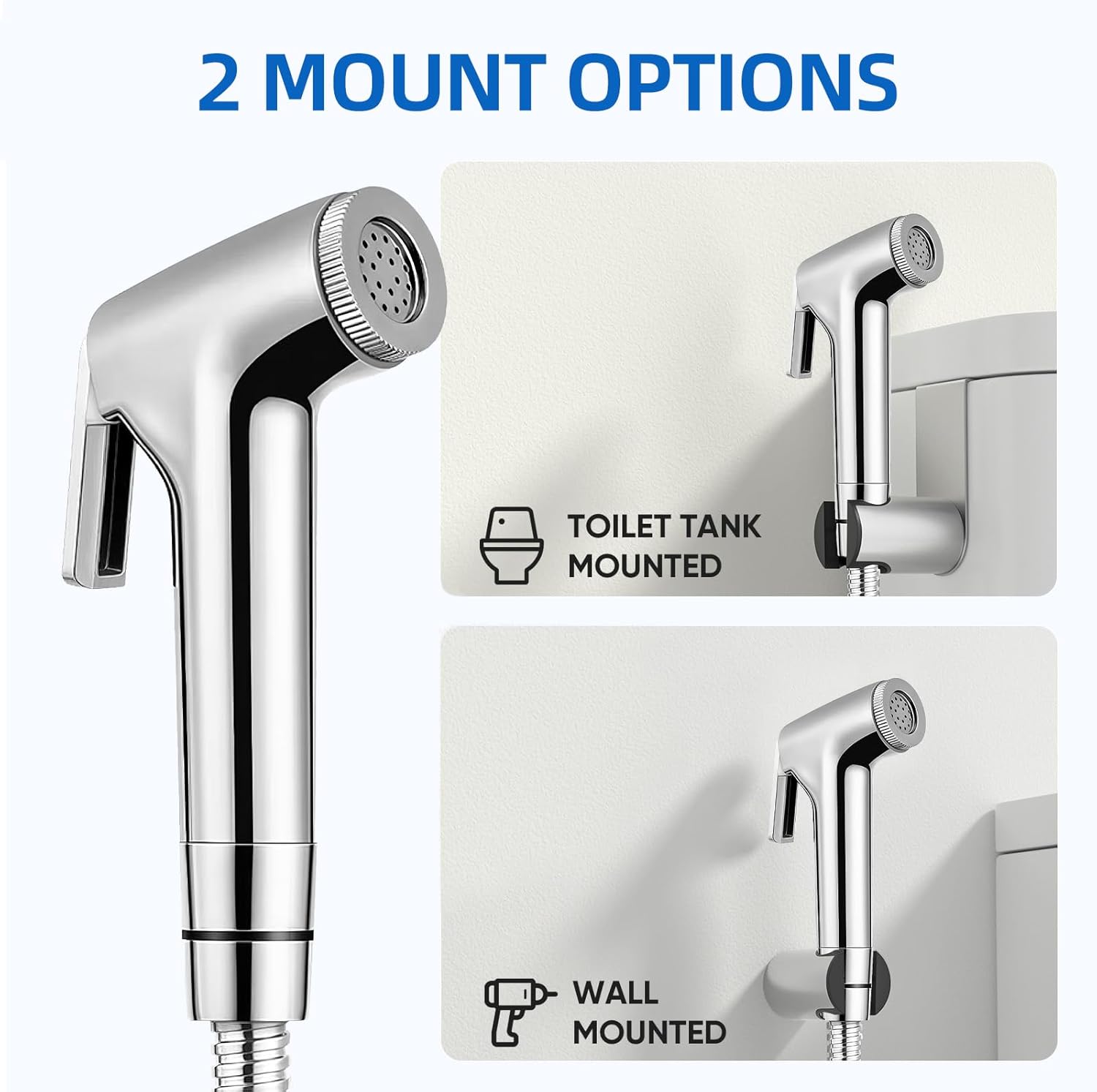 Handheld Toilet Bidet Sprayer for Adjustable Water Pressure Control with Bidet Hose，Toilet Shower Spray(Olny Sprayer with Hose)