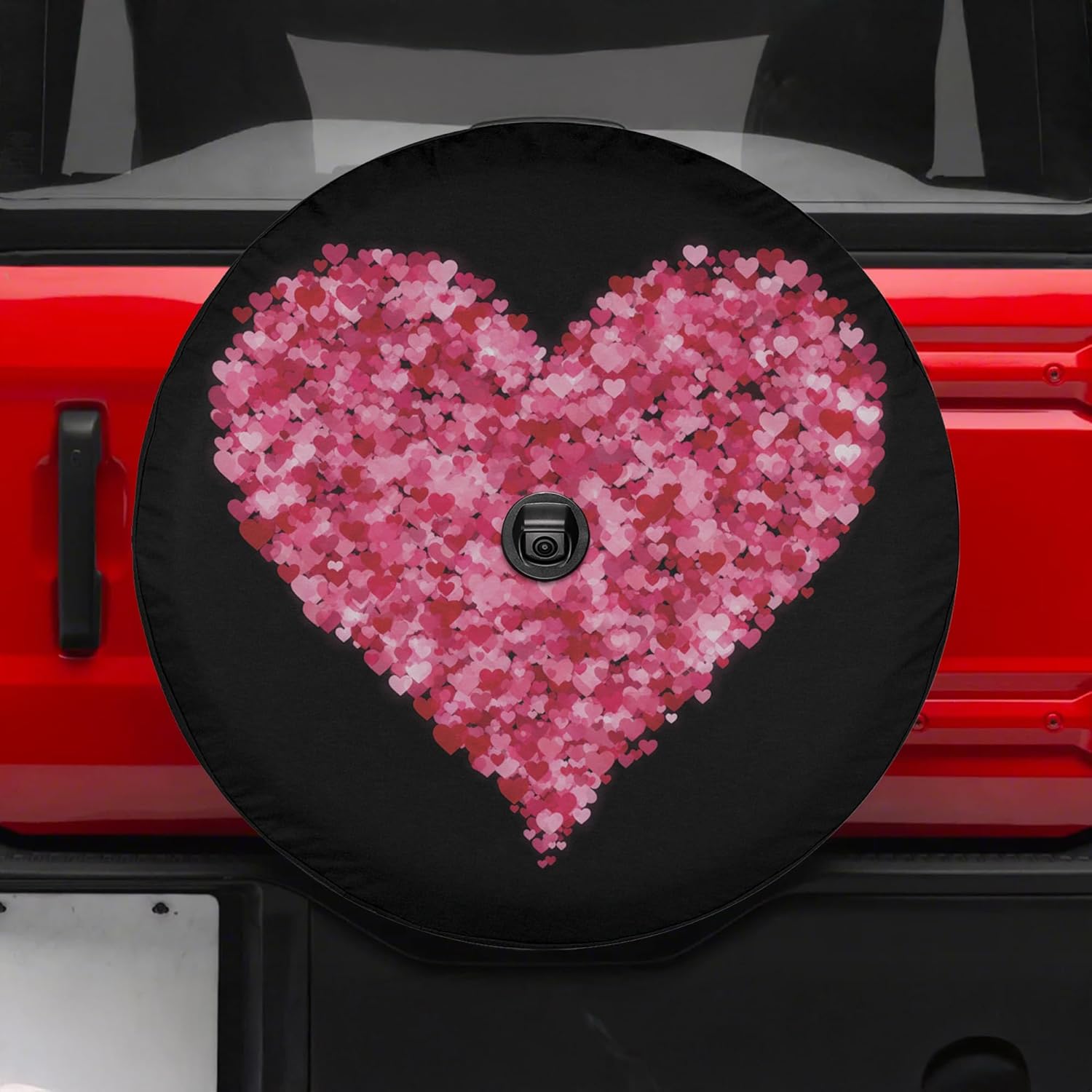 ThangPham Shop Valentine’s Day Heart Spare Tire Cover with/Without Backup Camera Hole – Romantic Love Theme Tire Cover (Style 2)