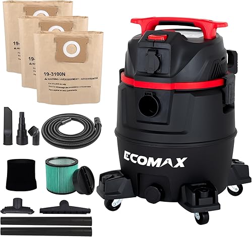 Miniatura 1 de ECOMAX Shop Vac, Extractor de polvo, filtro HEPA, PTA, tanque de PP de 8 galones, manguera antiestática