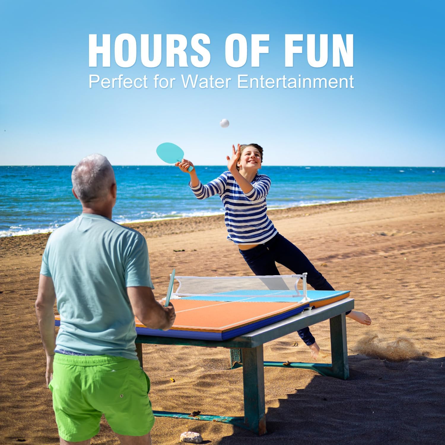 WOOWAVE Floating Ping Pong Table for Pool Party, Pool Ping Pong Table Floating for Swimming Pool Game, Floating Table Tennis Game for Summer Outdoor Fun Including Floating Table, Paddles, Balls, Net