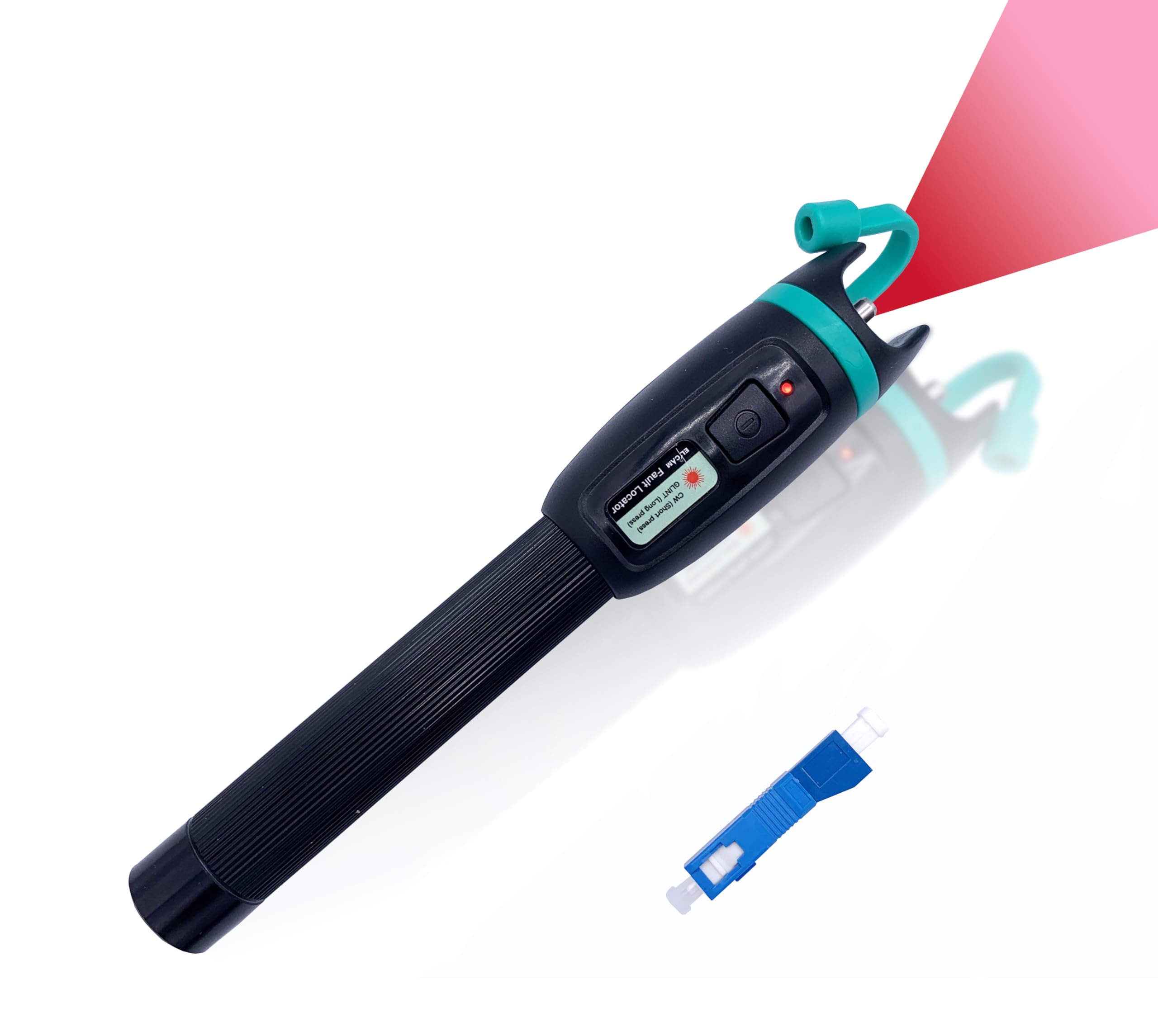 Elfcam® - FTTH VFL Universal Optical Pen, Visual Fault Locator, Delivery with Adapter SC Male 2.5mm to LC Female 1.25mm, SC FC St LC Fiber Optic Cable Tester, 50mW/50KM