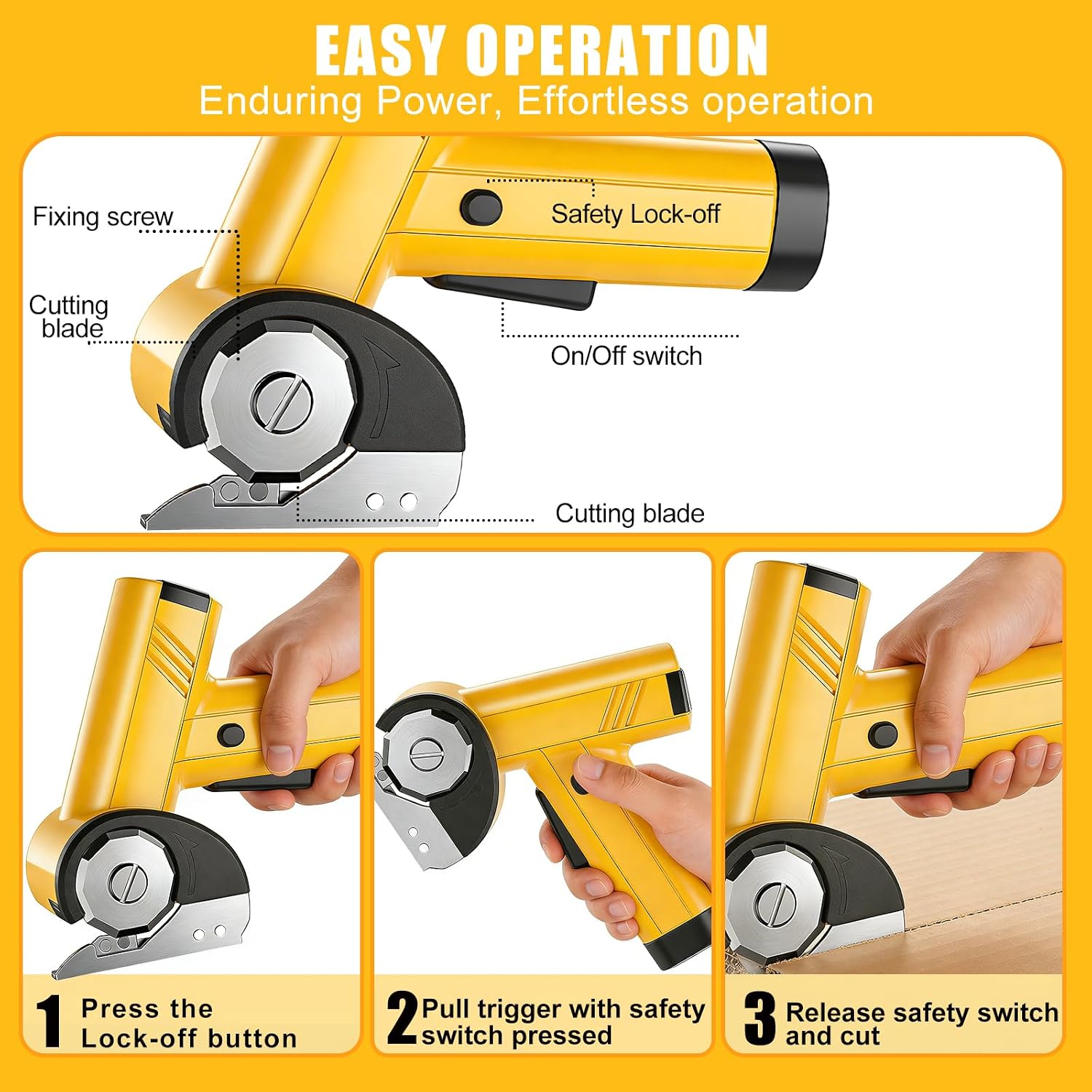 Cardboard Cutter Electric with Led Light, Cuts Up to 6mm Thick Material, Cordless 3level-Speed Power Shears, Scissors for Fabric Carpet Mini Box Leather Paper Plastic Strip, Gift for Father, Grandpa
