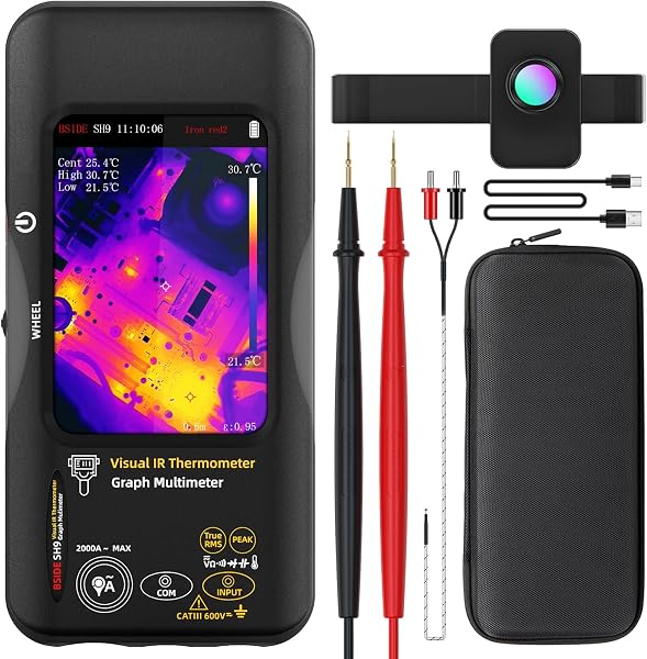 BSIDE SH9 Thermal Imaging Multimeter Dual Light Fusion Thermal Camera 428X320 IR Imaging ‌with Macro Lens & 20000 Counts Graphing Multimeter TRMS 3.98″ Touch Screen for PCB Electronics Industrial - 1