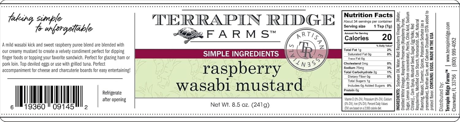 Terrapin Ridge Farms Raspberry Wasabi Mustard – Two 8.5 Ounce Jars