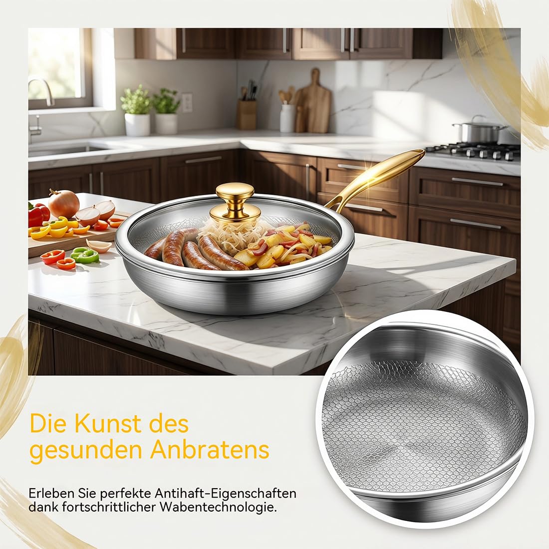 2027 Neu Titanium Pro Pfanne mit Abnehmbarer Griff (B-Ohne Deckel, 26cm)