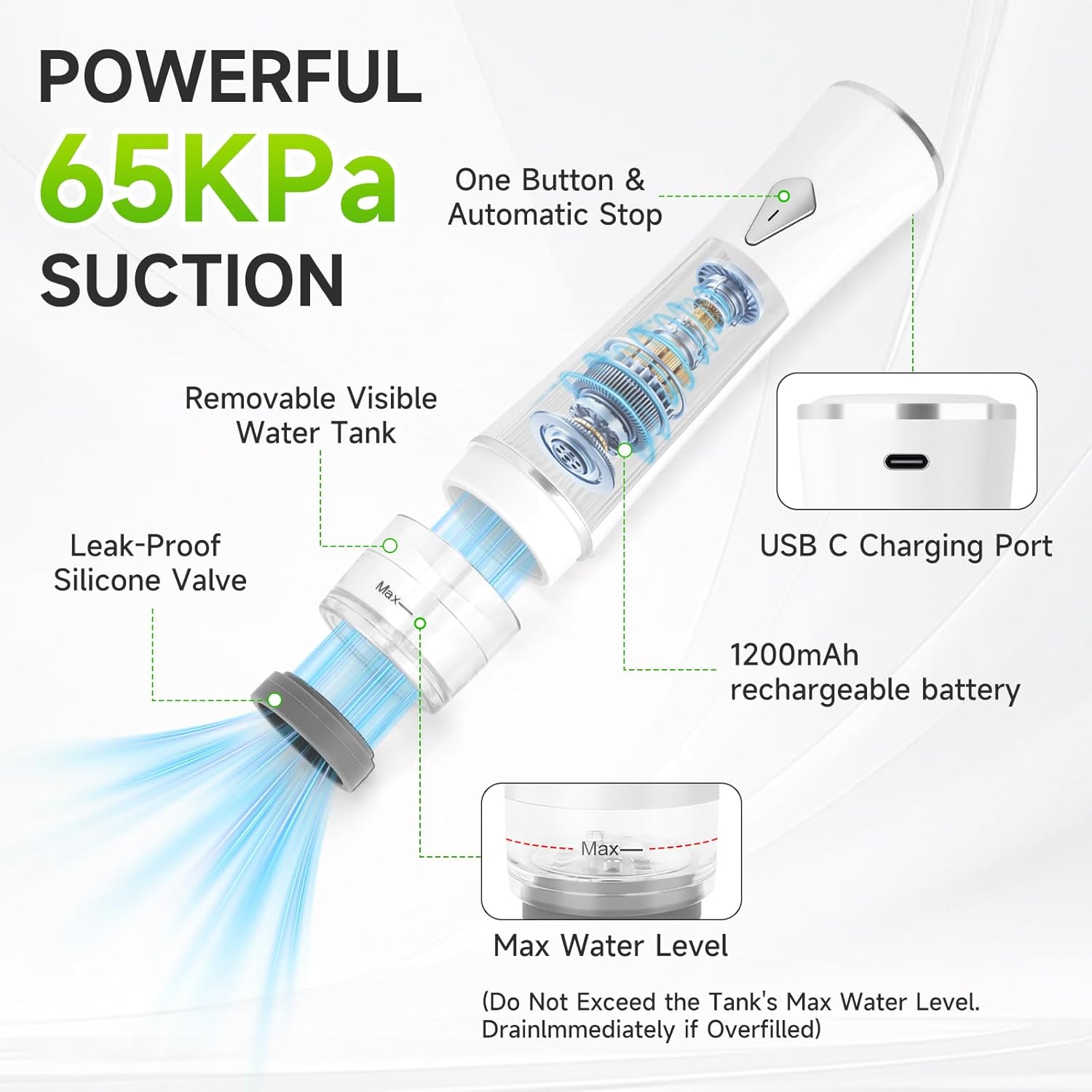 SANLIKE Handheld Vacuum Sealer for Food, 65KPa Strong Suction Wireless Rechargeable Food Sealer with 30 Reusable Bags, Portable Vacuum Sealer with Removable Drip Tray for Kitchen Camping BBQ Travel