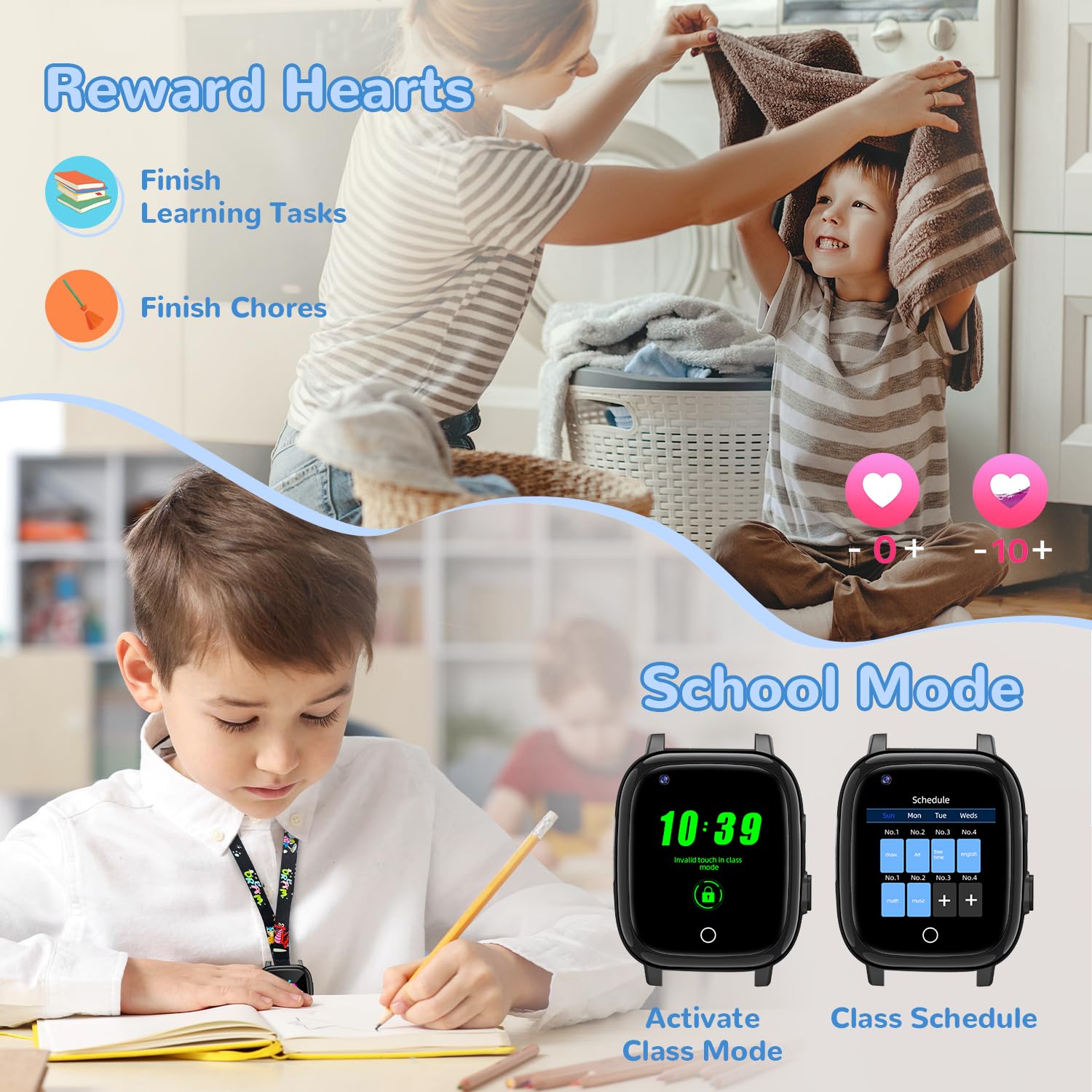 JoJoego 4G Smartwatch Bambini con Videochiamate e Telefono, SOS, GPS, Orologio Smartwatch Bambini con IP68 Impermeabile, Chat Vocale, Modalità Scuola, Torcia, Regalo per Ragazzi e Ragazze, Nero