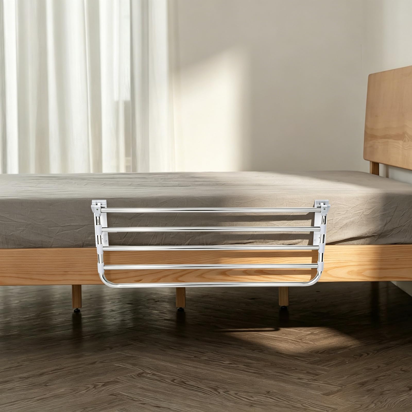 Griglia di protezione per letto per anziani, 90 cm, pieghevole, portatile, di sicurezza, regolabile, per alzarsi, per la cura della casa, portata 100 kg