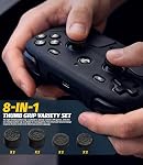 (1+8) Orzero Silicone Controller Cover Compatible for Steam Controller 2, with 8 Thumb Grip Caps, Anti-Throw Soft Protective VR Gaming Headset Handle - Black
