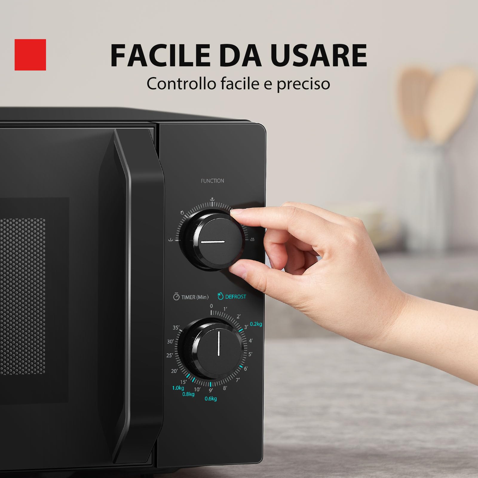 Toshiba MW2-MM20P(BK) - Forni a microonde standard, 20 Litri, 800 W, 5 livelli di potenza con pratica funzione di scongelamento, illuminazione a LED interno/Nero