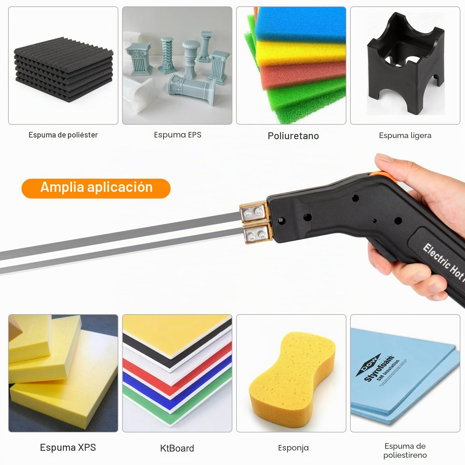 Cortador de poliestireno 3 cuchillas nicromo, 0-500 ℃, 300 W, cortador alambre caliente, metal, EPS, EPP, KT, EVA, PU, cuerda, tela, espuma, plástico