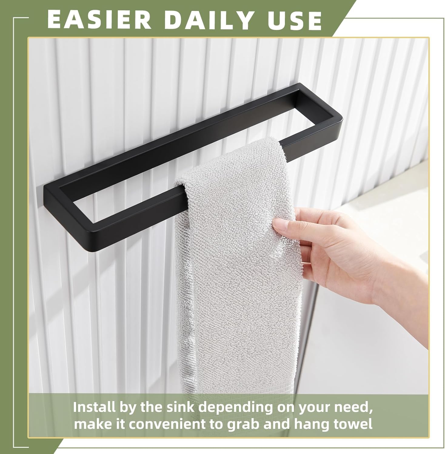 APLusee Robe Towel Hook, Toilet Paper Holder, Hand Towel Holder Bundle, 304 Stainless Steel Wall Mounted Bathroom Accessories Matte Black