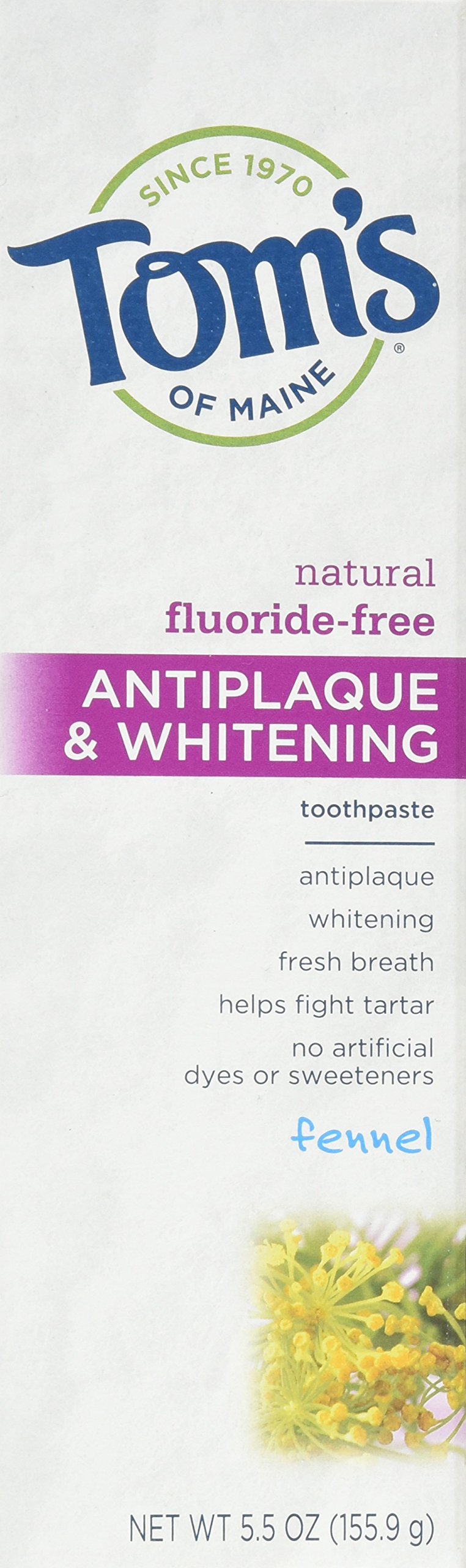Tom's of MaineNatural Fluoride-Free Antiplaque & Whitening Toothpaste, Fennel 5.50 oz