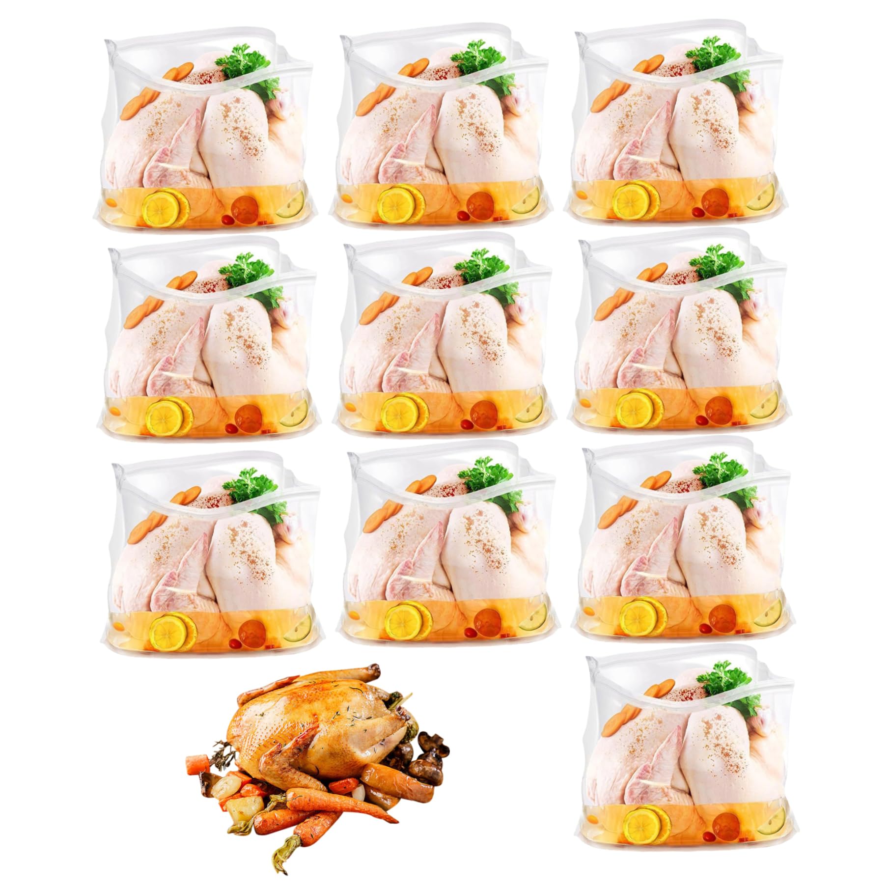 10 sacchetti termoretraibili per tacchino da 22x26 pollici, sacchetti trasparenti per tacchino con doppia cerniera per polli, conigli, carni, per pollo, per congelatore extra