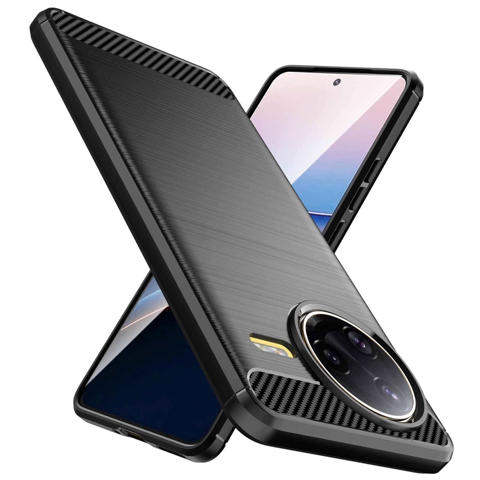 Designed for Xiaomi Poco F7 Ultra Case,Flexible TPU [Brushed Texture] [Anti-Slip] Shockproof Military Protection Bumper Phone Case,Slim Case Cover for Poco F7 Ultra,Black