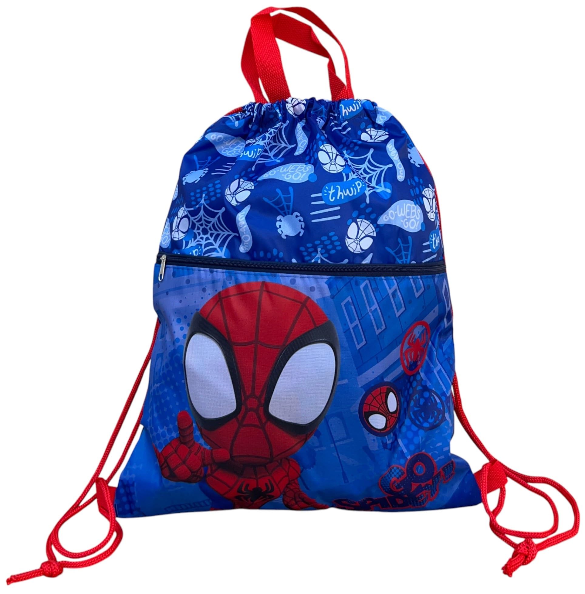 CARTOON Sacca Spidey Marvel con tasca frontale zaino con chiusura a coulisse borsa per bambini 45 x 34,5 cm scuola palestra tempo libero