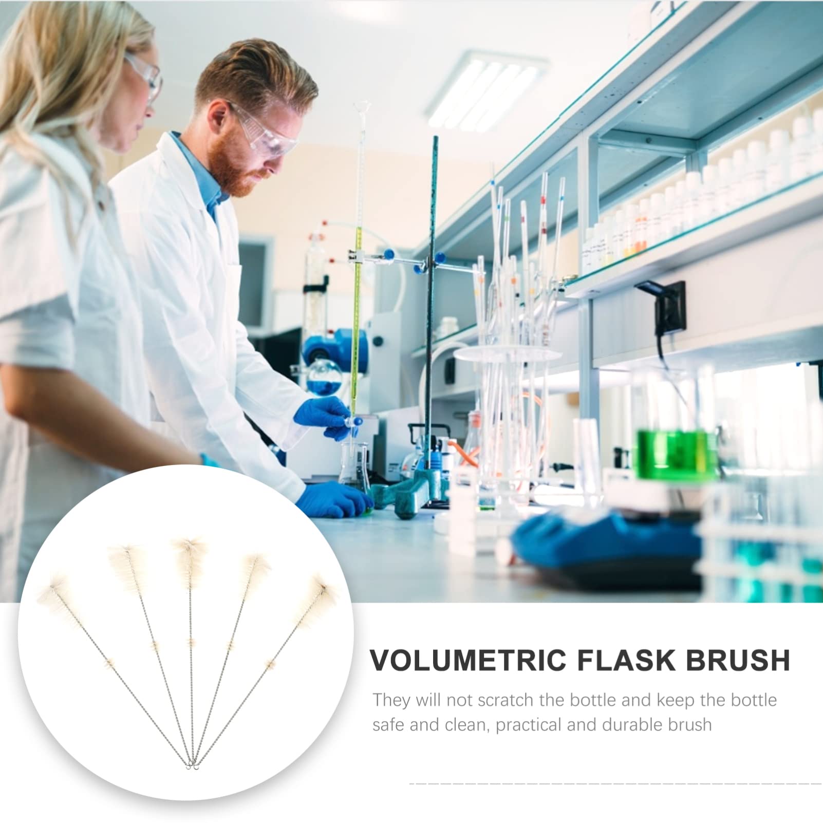 FOMIYES 15 Pcs Bottle Brush Erlenmeyer Brush Tube Cleaner Conical Flask Brush Long Straw Brush Laboratory Beaker Brush Glass Test Tube Brush Boiling Flask Brush Cleaner Brush