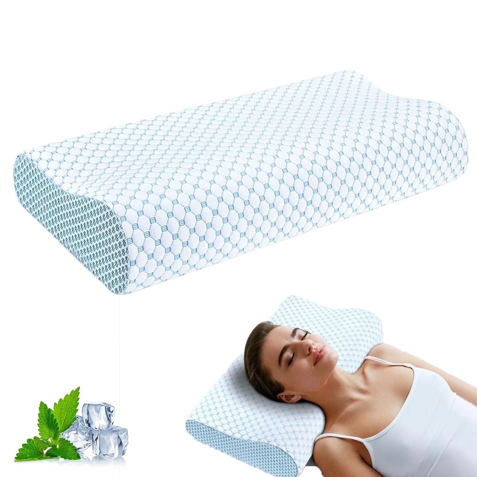 Oreiller rafraîchissant Zyculow en mousse à mémoire de forme 50x30cm pour un confort cervical