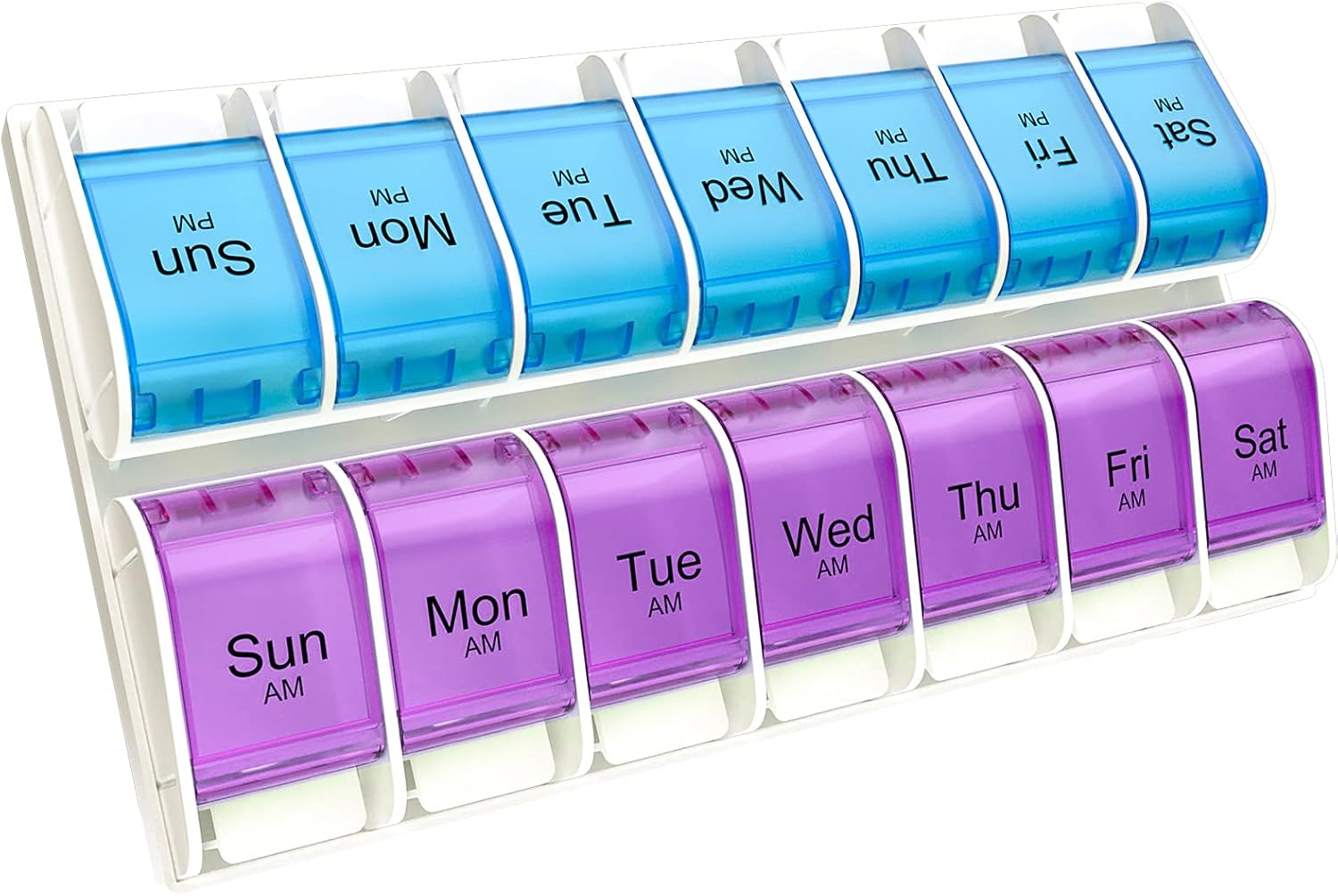 Weekly Pill Organizer 2 Times a Day(AM/PM), Large 7 Day Push Button