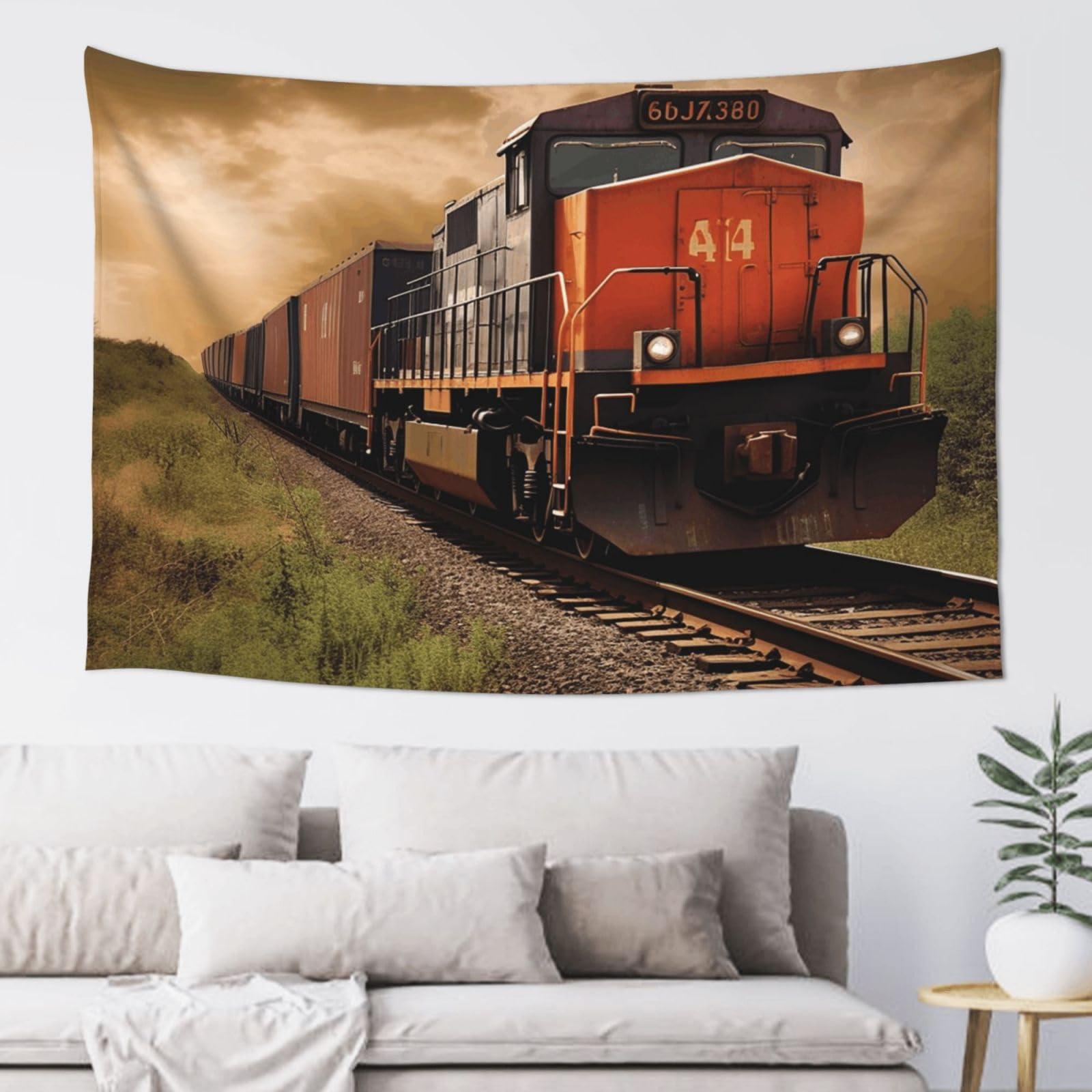 Fodpand Black Freight Train Tapestry Dorm Decor, Wall Backdrop Aesthetic Tapestries Hanging Banner For Bedroom, Modern Wall Art Poster Blanket, Home Decor Wall Tapestry 60"X40"