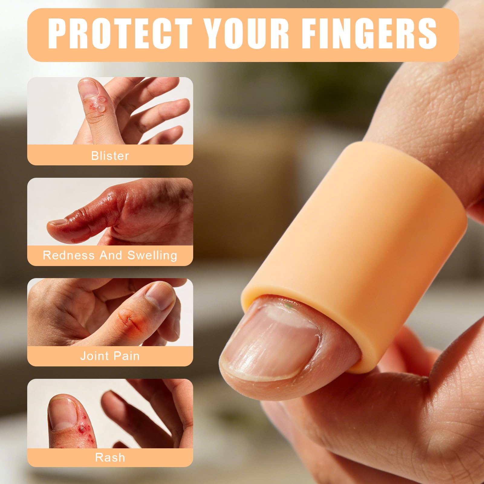 10 pcs Protège-doigt, Doigtiers en silicone pour doigt, protection du pouce - Conception étanche - Pour doigts fissurés, eczéma des mains, arthrite des doigts - Kaki