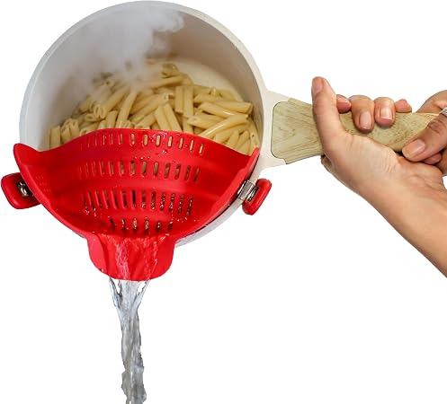 PERFECT PASTA PAL Clip-on Strainer for Pots - Silicone Pasta