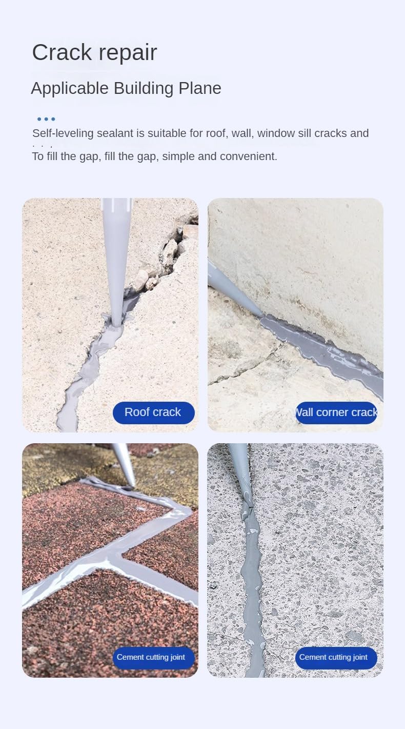 Concrete Crack Filler, Premium Cement Crack Filler with Tool Self Leveling Crack Sealant, Weather Resistant, Fast-Drying Caulking Glue for Driveway, Outdoor Concrete Joint Repair (35 oz)