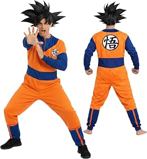 NeonPunk Dragon Ball Z Goku Adult Pajama Onesie Jumpsuit, Soft All-in-One Anime Loungewear/Costume, Blue & Orange Design