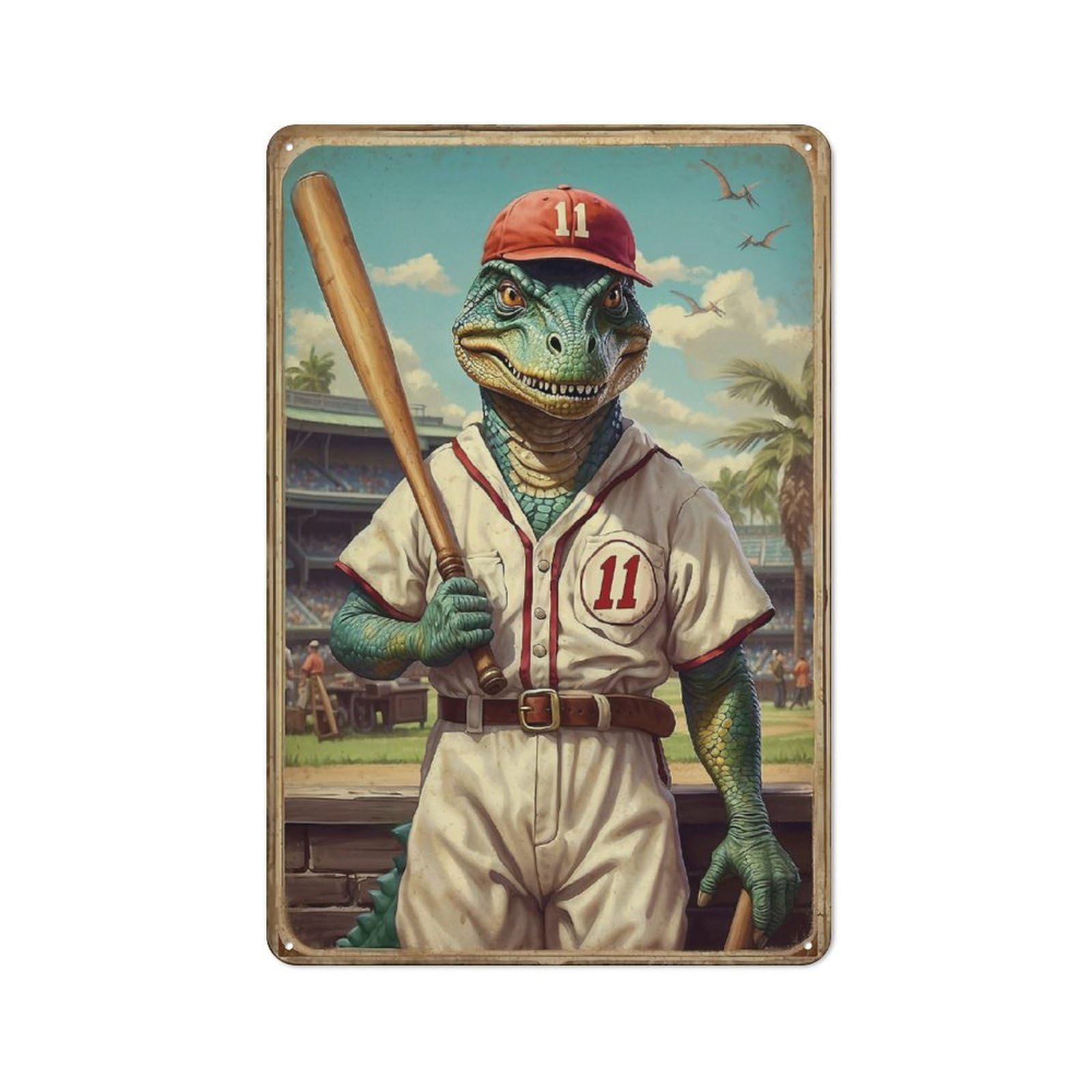 Junmoney Baseball Fossil Legend 11 Vintage Tin Sign 30X20cm With For Workshop Wall, For Makers And Diy Enthusiasts, For Retro Home Interiors