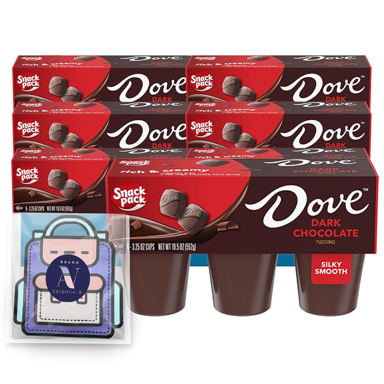 Snack Pack - Lavinia Essentials Bundle: 24-Count of Dark Chocolate Flavored Pudding, Gluten-free, Kosher On-The-Go 3.25 Plastic Cup + 1 Utility Prop.