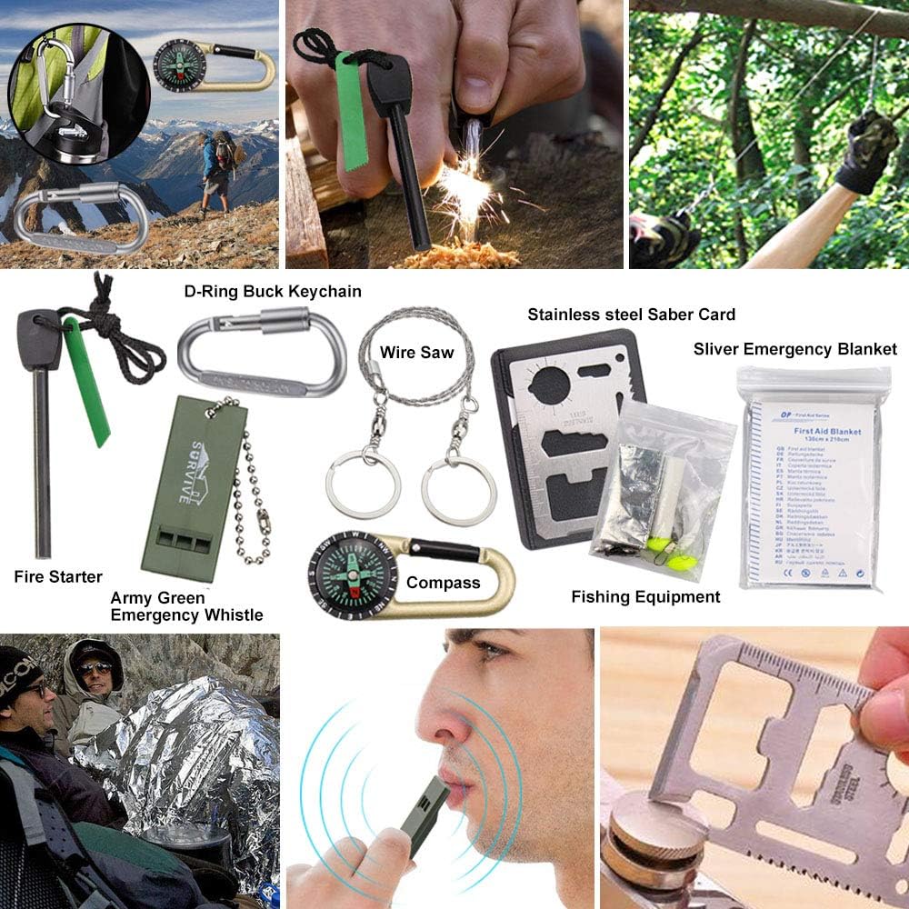 Monoki First Aid Survival Kit, 302Pcs Tactical Molle EMT IFAK Pouch Outdoor Gear EDC Emergency Survival Kits First Aid Kit Trauma Bag for Hiking Camping Hunting Car Travel or Adventures-Black : Sports & Outdoors