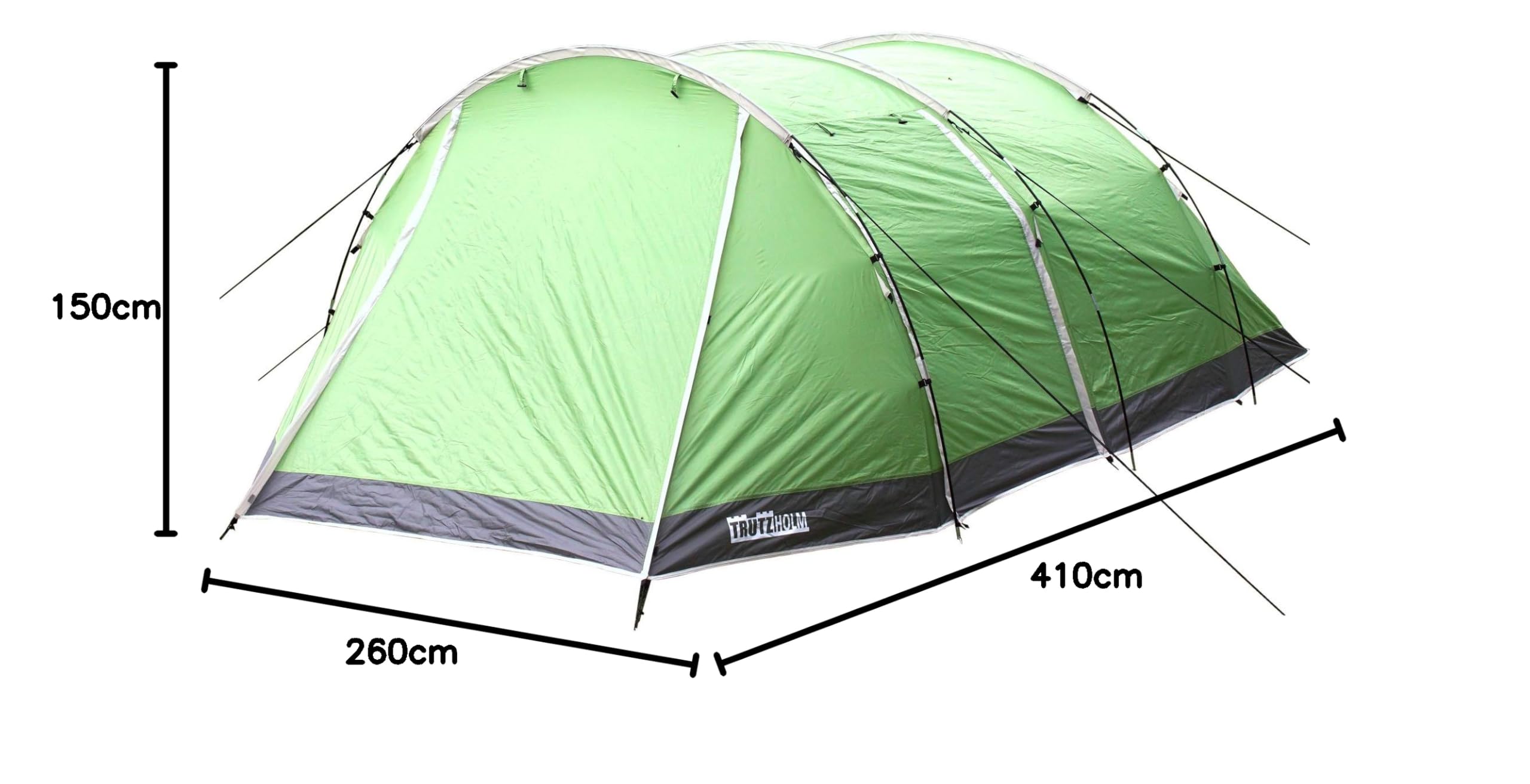 Trutzholm® Tunnelzelt 4 Personen Familienzelt Campingzelt 4-Mann Zelt 3000 mm Wassersäule grün