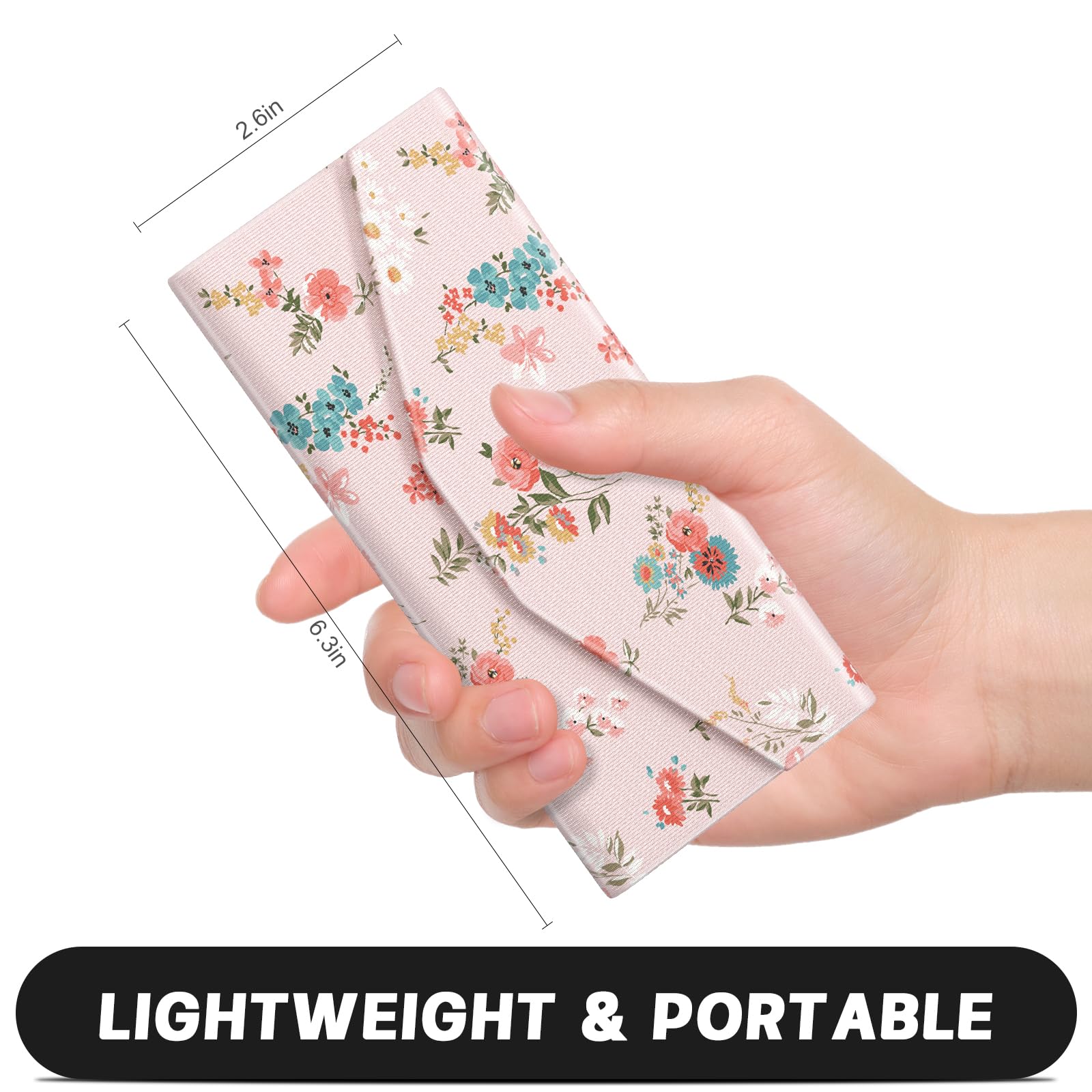 Custodia per occhiali da sole, custodia pieghevole per occhiali, custodia magnetica in pelle sintetica rigida, pieghevole, unisex, Fiore rosa, One Size