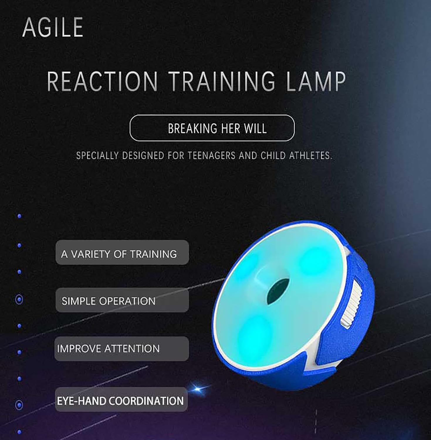 6 Pcs Reaction Training Lights, Portable Sports Fitness Lights Trainer, Agility and Reaction Time Training, for Improve Speed, USB Charging