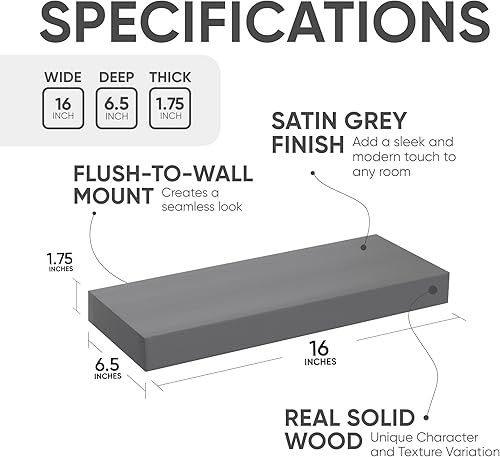 Vista 67 de Homeforia Estantes flotantes de madera de 36 pulgadas, estante flotante grande de madera natural maciza de alta gama de 36 pulgadas, estantes