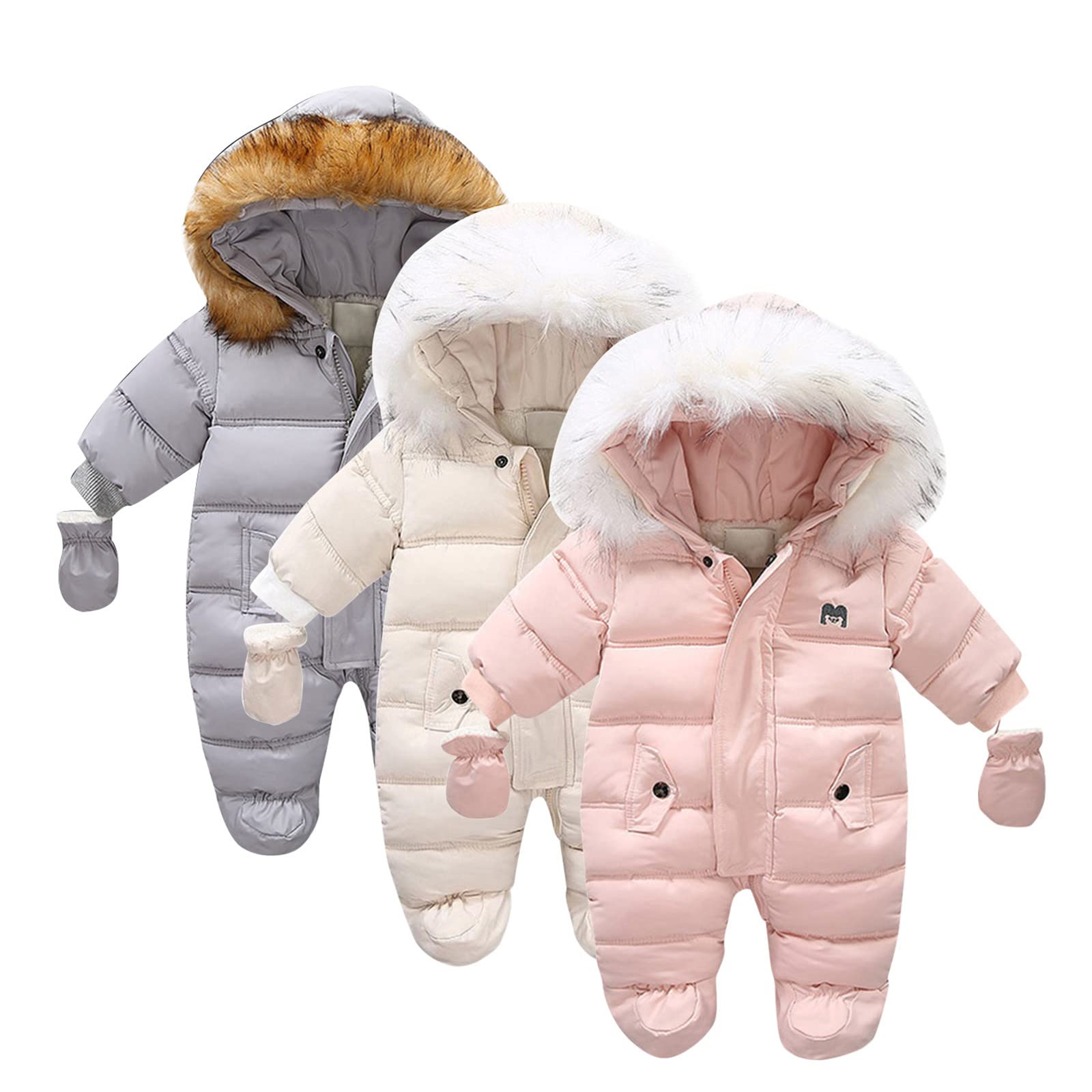Tuta da Neve Bambino Inverno Tutina Peluche Addensare Pagliaccetto Tutone con Cappuccio Manica Lunga Jacket childrenscostume Tutina da Neonato Piumino Leggero Bimba,Giacca a Vento Bambin