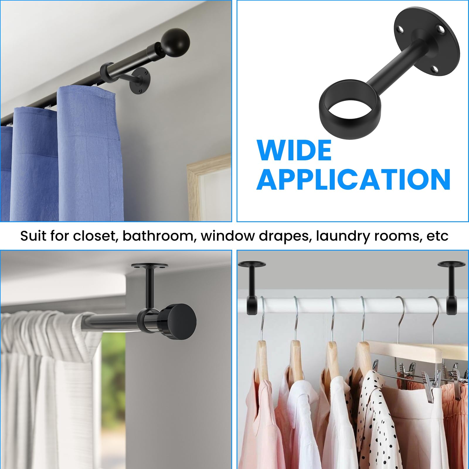 Stainless Steel Curtain Rod Brackets - Ceiling Mount -8