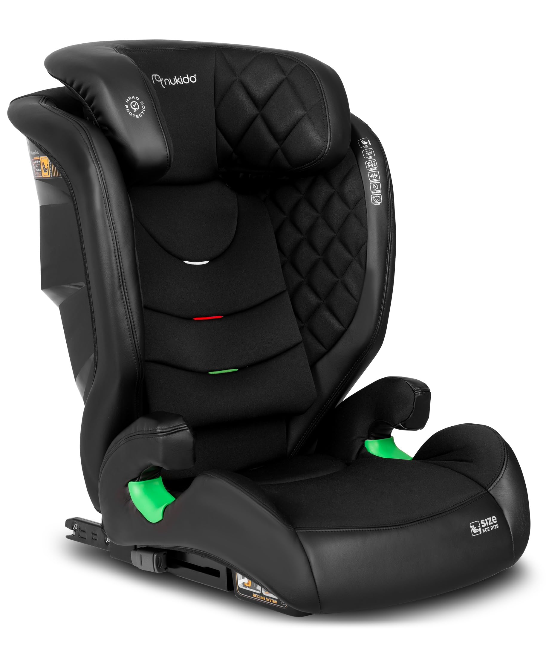 Nukido Kindersitz Kinderautositz 15 Bis 36 kg Autositz Für Kinder 4 Bis 12 Jahren ISOFIX Kopfstützenverstellung Neigungsverstellung Louis (Schwarz)
