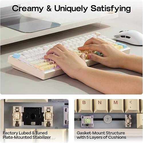 Miniatura 5 de EPOMAKER Galaxy100 Lite QMKVIA - Teclado para juegos con batería de 8000 mAh y teclado numérico, teclado mecánico de aluminio 1800, USB-CBT2.4Ghz,