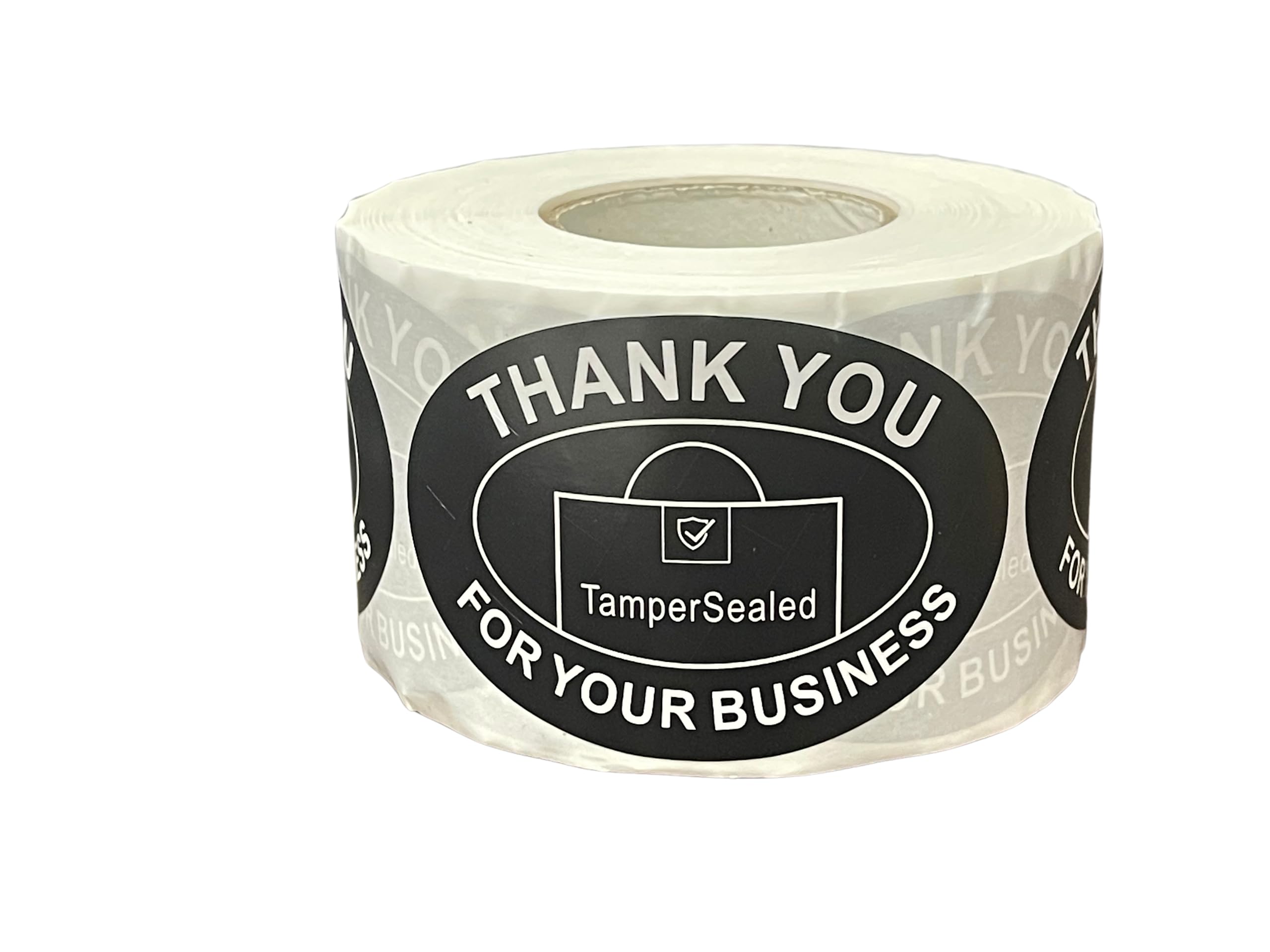 Tamper Sealed - Thank You for Your Business Round Paper Stickers(2"x 3" inch, 500PCS) for Food Containers (Black Roll)