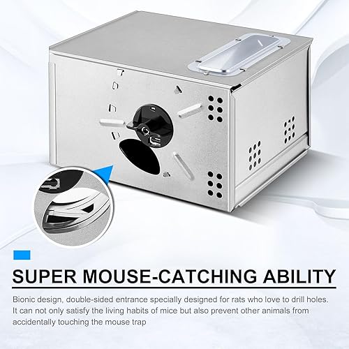 Miniatura 7 de Qualirey Trampa para ratones de metal con tapa transparente, 2 piezas, trampa para ratones, para interiores y exteriores y otras escenas, color