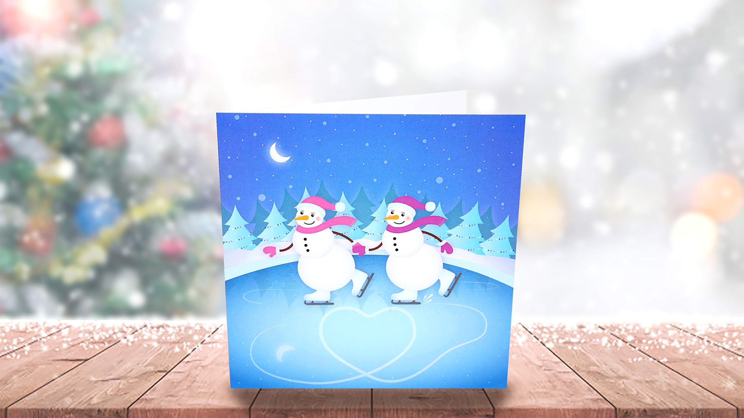 Lesbian Christmas Card - Ice Skating Snow-Women (150x150mm) by Compatible Cards - Wife Christmas Card - Girlfriend Christmas Card