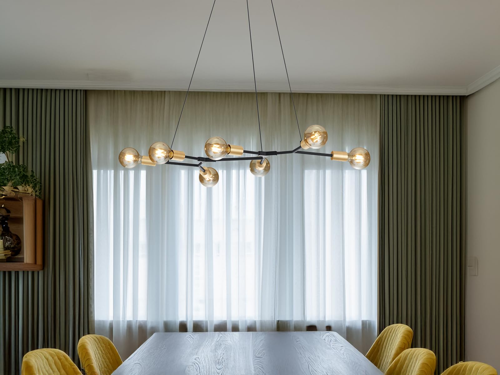 Trio Leuchten Cross 306700732 - Lampadario a sospensione, in metallo, colore: Nero opaco/bronzo, 7 x E27