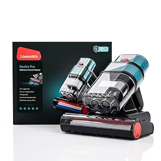 DOMESTICA Dustro Pro Mattress Vacuum Cleaner for Home with Dust Sensor for Mites & Pet Hair | Bed Vacuum Cleaner with 16KPA Suction | UV-C Light, HEPA, 45000Rpm | Ultrasonic Waves, 60°C Hot Air, 500W - Amazon product rated Grade B