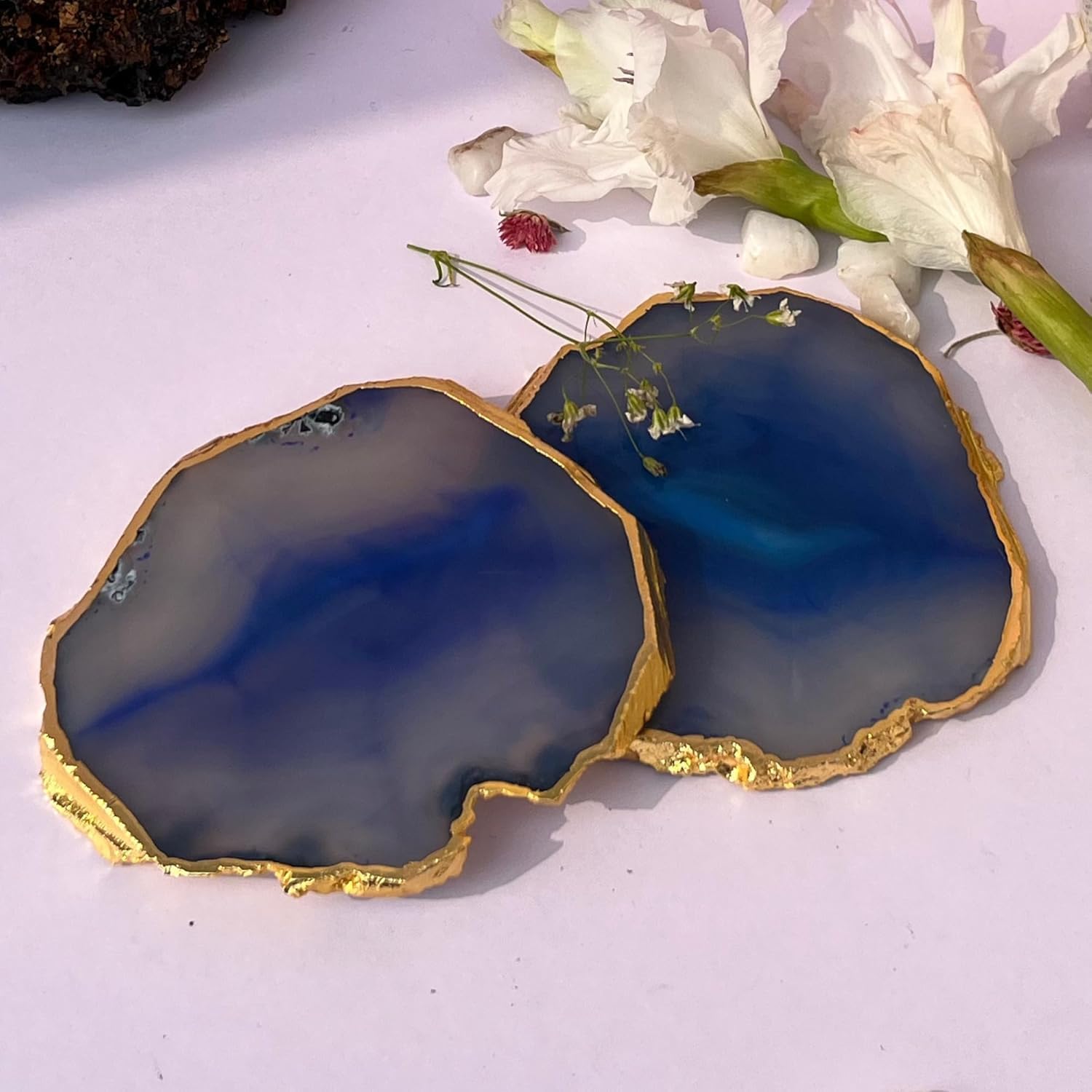 Brazilian Agate Stone Coaster Beautiful Coaster Fit for Tea Cups Coffee Mugs and Glasses Perfect Table Accessories Tableware (1, Blue)-image-13
