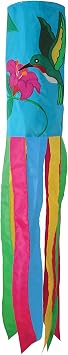 In the Breeze 4146 Hummingbird 40-inch Windsock Colorful Classic Outdoor Decor for Patios, Gardens, Yards