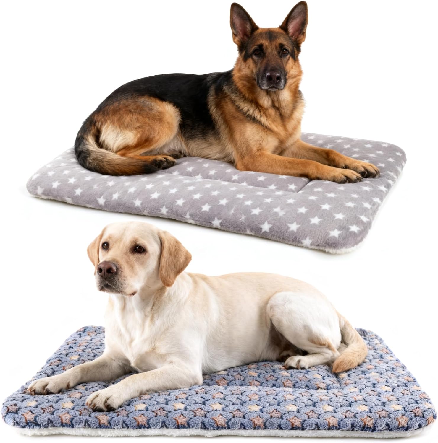 Dog Blankets for Medium Dogs, 2-Pack Washable Plush Pet Mat - Soft & Warm Reversible Puppy Blankets for Couch, Bed, Crate& Travel Carrier