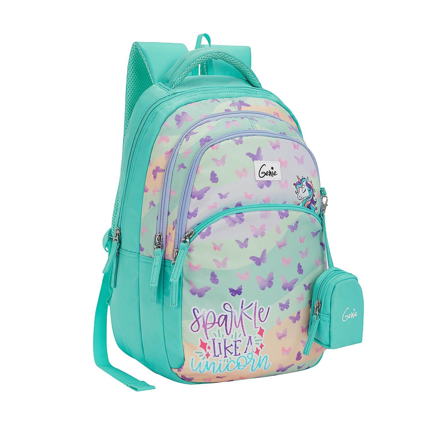Pixie School Backpack for Girls |17 In-27 Ltr with Three Compartments, Side Pockets and Light Weight with Padded Shoulders |Best for Books,Stationery, Lunch Box & Essentials - Teal-image-25
