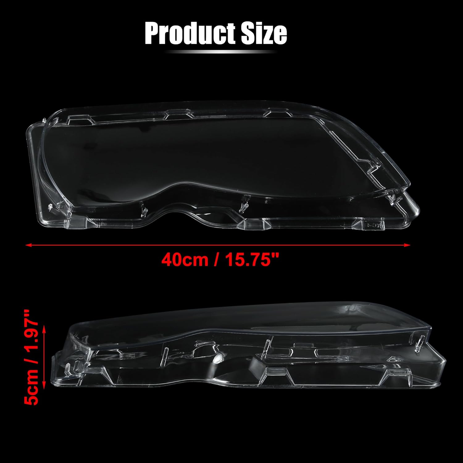 X AUTOHAUX Car Front Headlight Headlamp Lense Clear Lens Cover Cap PC Shell for BMW E46 2002-2005 4 Door 63126924046 63127165772 63127165786 Right Side
