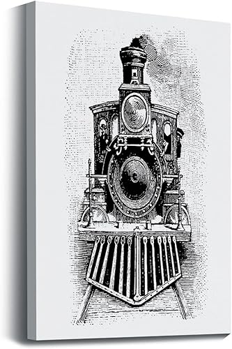 Impresiones artísticas vintage de tren de vapor, locomotora de transporte, ferrocarril, viaje ferroviario, decoración de arte para pared, lienzo